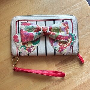 Betsey Johnson Striped Floral Bow Wallet